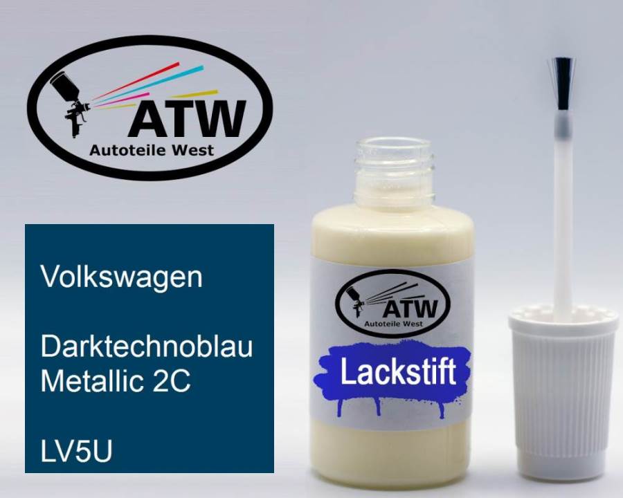 Volkswagen, Darktechnoblau Metallic 2C, LV5U: 20ml Lackstift, von ATW Autoteile West.